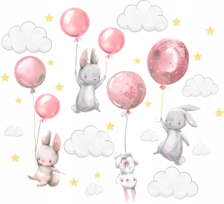 Destké samolepky - Bunny nástenné nálepky balóny pre deti l 3