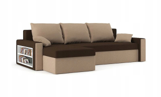 Rohová sedacia súprava - Funkcia spánku rohového rohu bronz + cappuccino