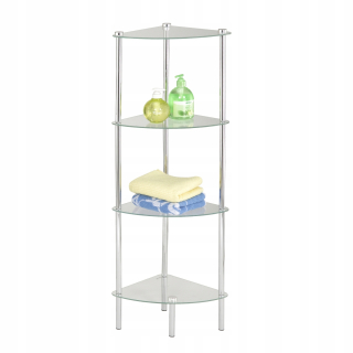 Regál, komoda do kúpeľne - Rohová sklenená kúpeľňa, Chrome 105 cm