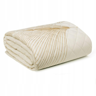 Prikrývka, prehozy na posteľ - Bedspread 170x210 Zlatý krémový velor Listy