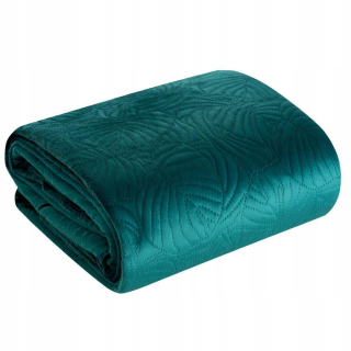 Prikrývka, prehozy na posteľ - Bedspread 280x260 lili 4 tyrkysové listy velor