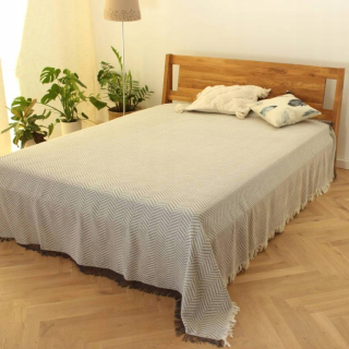 Prikrývka, prehozy na posteľ - Bavlnená posteľná posteľ 230x260 Šedá veľká na posteli