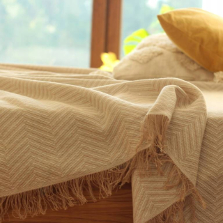 Prikrývka, prehozy na posteľ - Bavlnená posteľná posteľná sfia 230x260 béžová veľká