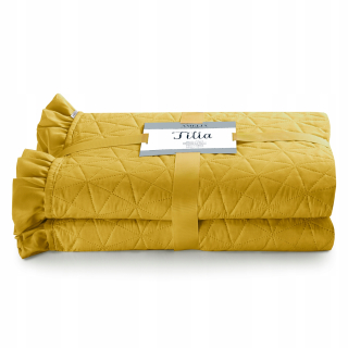 Prikrývka, prehozy na posteľ - Hladká rašelina Bedspread Yellow Frill 240x260 cm