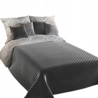 Prikrývka, prehozy na posteľ - Bedspread 220x240 Velvet Velvet Velor tmavošedá