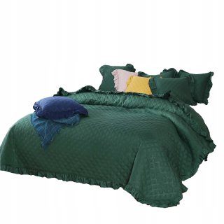 Prikrývka, prehozy na posteľ - Bedspread 200x220 Ruffy fľaša zelená