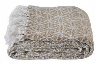 Prikrývka, prehozy na posteľ - Bedspread 200x220 Boho 100% béžová bavlna