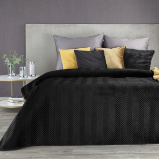 Prikrývka, prehozy na posteľ - Čierna posteľ Bedspread čierna prešívaná kapitola 170x210