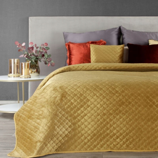 Prikrývka, prehozy na posteľ - Blokovaný na posteli Velvet Ariel 220x240 Honey