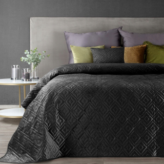 Prikrývka, prehozy na posteľ - Bedspread on the Bed Velvet .Ariel3 220x240, čierna
