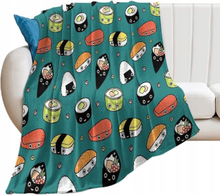 Prikrývka, prehozy na posteľ - Kawaii japonská posteľná posteľná bedspread so sushi vzorom
