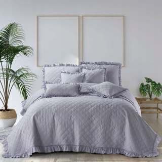 Prikrývka, prehozy na posteľ - Bunning s ozdobou 200x220 Grey Quilted Frills