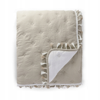 Prikrývka, prehozy na posteľ - Blokované strapcami Beige Granna 200x220 cm homla
