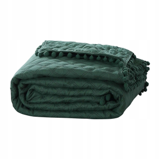 Prikrývka, prehozy na posteľ - Bunning s pompoms 200x220 zelené čerpadlo fľaše