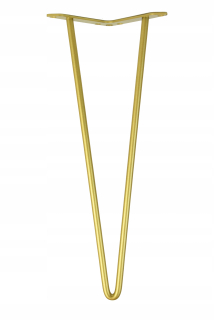 Nábytkové nožičky - Vlásenka Originálna zlatá kovová noha 41 cm zlata