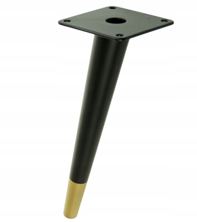 Nábytkové nožičky - Oceľová noha 35 cm plech, čierna + mosadz