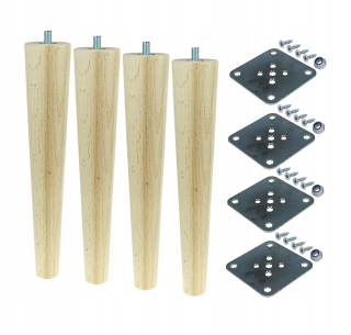 Nábytkové nožičky - Stolové bukové drevené nohy, set 69 cm