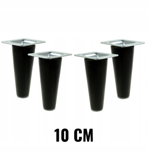 Nábytkové nožičky - Drevené nohy nohy čierna čierna rovná sada 10 cm