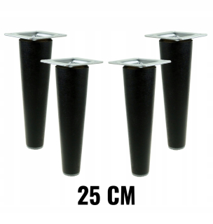 Nábytkové nožičky - Drevené nohy nohy čierna čierna priama sada 25 cm
