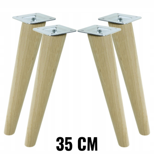 Nábytkové nožičky - Nohy drevených dubových šikmých stôp 35 cm set