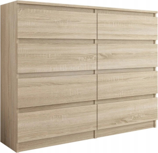 Komoda do obývačky - Moderná zásuvka 120 cm skrinky 8 zásuviek Sonoma Pl