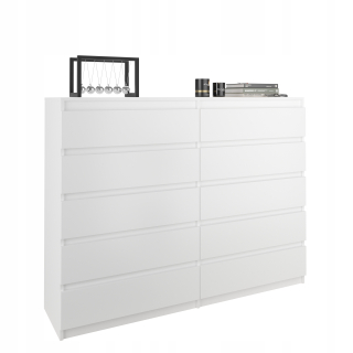 Komoda do študenskej izby - Moderná ZÁSUVKA 160CM SKRIŇA 10 ZÁSUVKOV BIELA PL