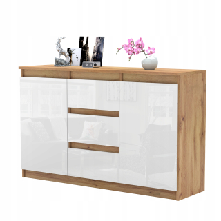 Komoda do študenskej izby - Moderný priestranný dresser120cm biely lesk