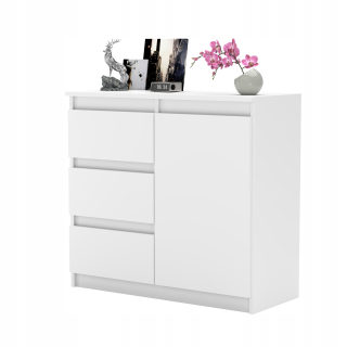 Komoda do spálne - Nočná stolová skrinka 40 cm 2-handle biele remeslo