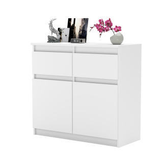 Komoda do obývačky - Moderná ola hrudník s zásuvkami Pasné 80 cm zasnežené biele