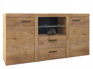Komoda do obývačky - Kabinet Caultener 120 cm 6 zásuviek čierna biela zmes