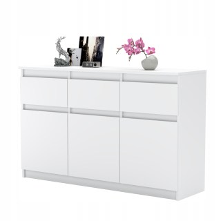Komoda do obývačky - Moderná priestranná komoda ola 120 cm zasnežená biela