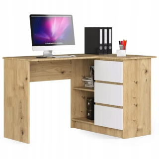 Kancelársky stôl - Moderný rohový stôl Artisan White 3 zásuvky
