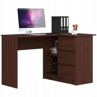 Kancelársky stôl - Moderný rohový stôl Wenge 3 zásuvky 124 cm