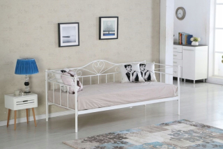 Posteľ do študenskej izby - Moderné kovové lôžko 90x200 biela + matrac P
