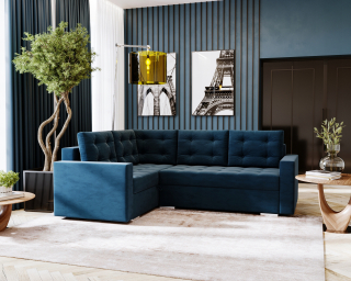 Rohová sedacia súprava - Štvorcový Pouf Nero 60x60 prešívaný na nohách 18