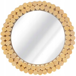 Zrkadlo do predsiene - Okrúhle zrkadlo boho nástenné drevo 36 cm prírodné