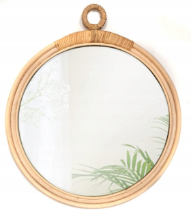 Zrkadlo do predsiene - Round Boho Ratan nástenné zrkadlo 40 cm