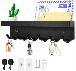 Vešiak do predsiene - Organizátor Key Hanger s poličkou a 6 háčikmi