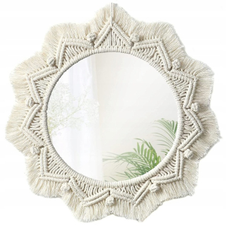 Zrkadlo do predsiene - Okrúhle zrkadlo Boho Macrame pletená struna 50