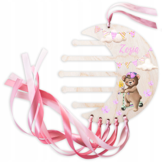 Detský vešiak - Organizátor klipu elastickej páska Color Teddy Bear + Meno