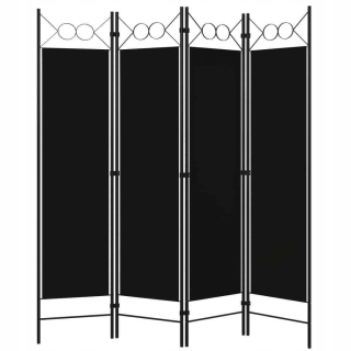 Stena, paraván do spálne - Peace Screen, Black, 4-Winged, 160x180 cm