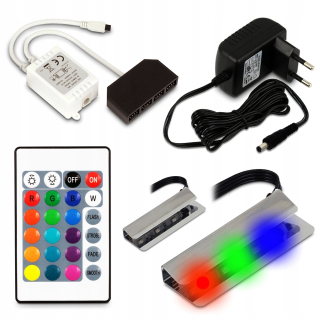 Osvetlenie nábytku - Plná súprava 2 body LED RGB Clip pre sklenenú poličku