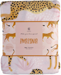 Prikrývka, prehozy na posteľ - Krásna ružová prikrývka Amazonia gepard 150x200 cm