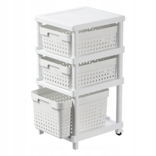 Regál, komoda do kúpeľne - Tím Plast - Rack on Wheels - Soul - 3x koše