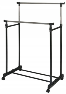 Vešiak do predsiene - Double Hanger Clothing Stand Wheels 90-160 cm