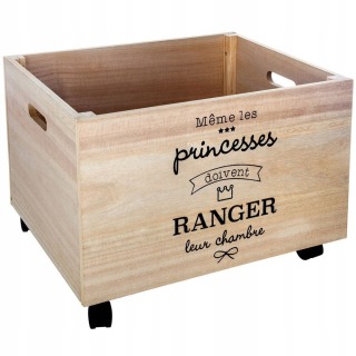 Úložný box pre deti - Drevená škatuľka na kolesách 50x46x30