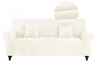 Prikrývka, prehozy na posteľ - 4 -Seater Cream Velor Sofa Cover
