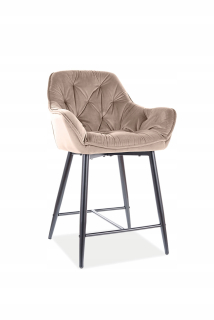Barová stolička do kuchyne - Half-H-2 Velvet Black/Béžová Bluvel28 Half Shocker