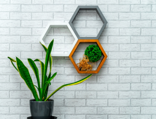 Polica do detskej izby - Polička medový hexagon hexagon drevená borovica 3 kusy