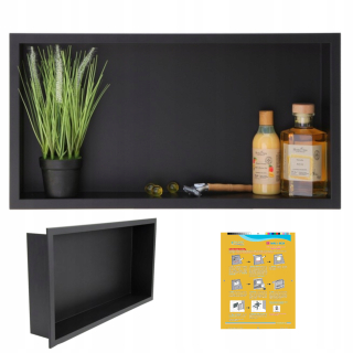 Kúpeľňová polica - Black Recess Poličky s golierom 60x30x10 cm oceľ